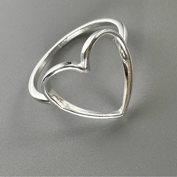 Sterling Silver Open Heart Ring - Minimalist Love Jewelry - Picture 11 of 14